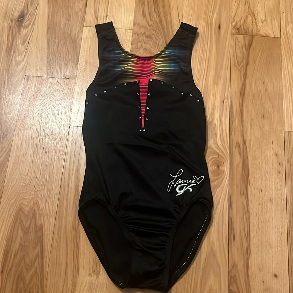 LAURIE HERNANDEZ Leotard GK ELITE Black and Multi color with gem stones
